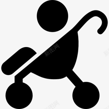 婴儿推车婴儿推车的侧面轮廓图标图标