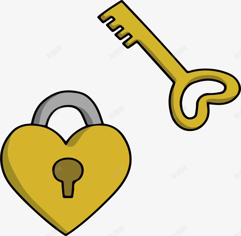 卡通手绘爱情心锁矢量图ai免抠素材_88icon https://88icon.com 心灵钥匙 心锁 手绘风 爱情 爱情心锁 爱情钥匙 矢量png 矢量图
