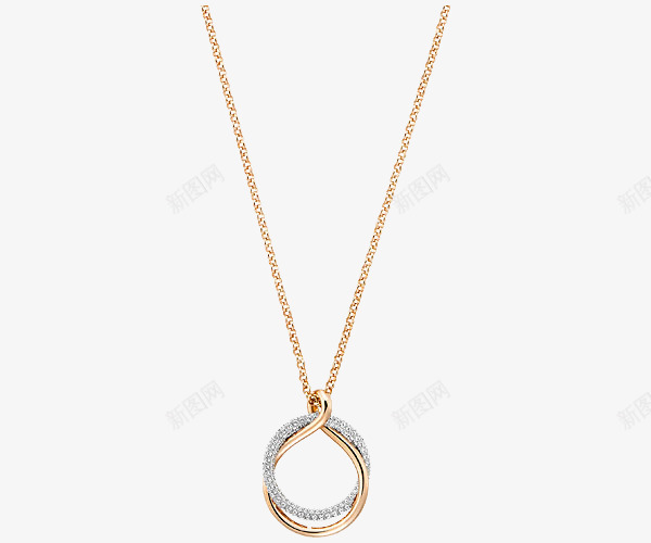 施华洛世奇首饰女式金色项链png免抠素材_88icon https://88icon.com 产品实物 双色 吊坠 施华洛世珠宝 金色环形 钻石