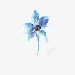 蓝色荧光花朵素材