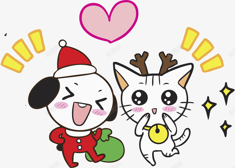 卡通圣诞小狗图png免抠素材_88icon https://88icon.com 动物 可爱的 圣诞节 小狗 小猫 爱心 闪亮 高兴地