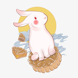 红眼兔子乘坐月饼的兔子高清图片