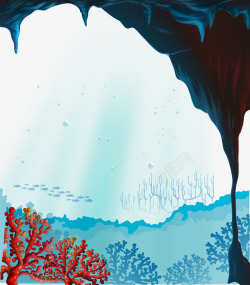 卡通手绘彩色海底世界海草素材