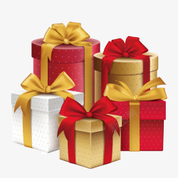 红色礼品五个3D立体的礼物盒矢量图高清图片