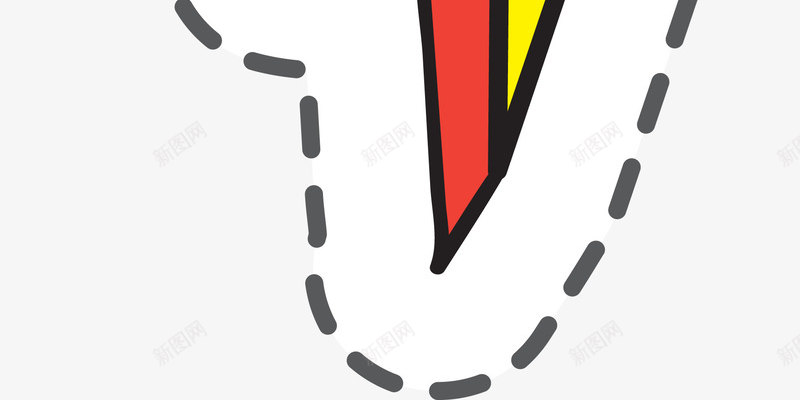 黄色闪电卡通贴纸png免抠素材_88icon https://88icon.com 卡通 曲折 线稿 虚线 贴纸 闪电 黄色