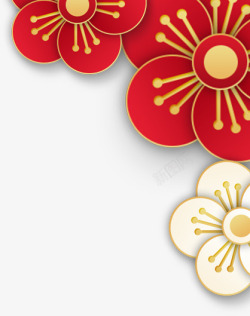 梅花花纹新年花朵装饰图案高清图片