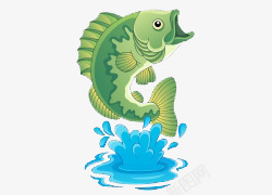 卡通手绘海底世界鲤鱼跳水插画素材