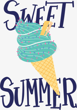 甜蜜夏天美味冰激凌矢量图素材