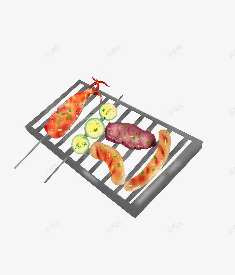 手绘美食食物烤串插画元素psd免抠素材_88icon https://88icon.com BBQ 可爱插画 手绘美食 清新风格 石板烤肉 路边美食