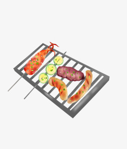 手绘美食食物烤串插画元素素材