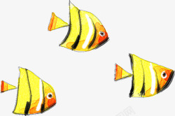 黄色海底鱼儿创意手绘素材