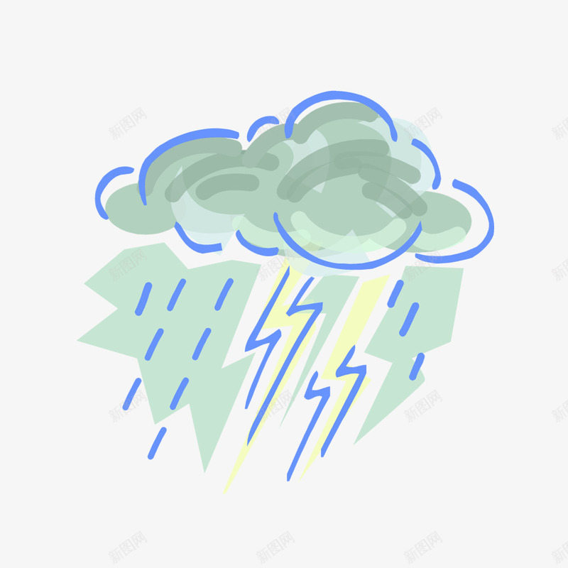 卡通下雨插画png免抠素材_88icon https://88icon.com 下雨 打雷 闪电