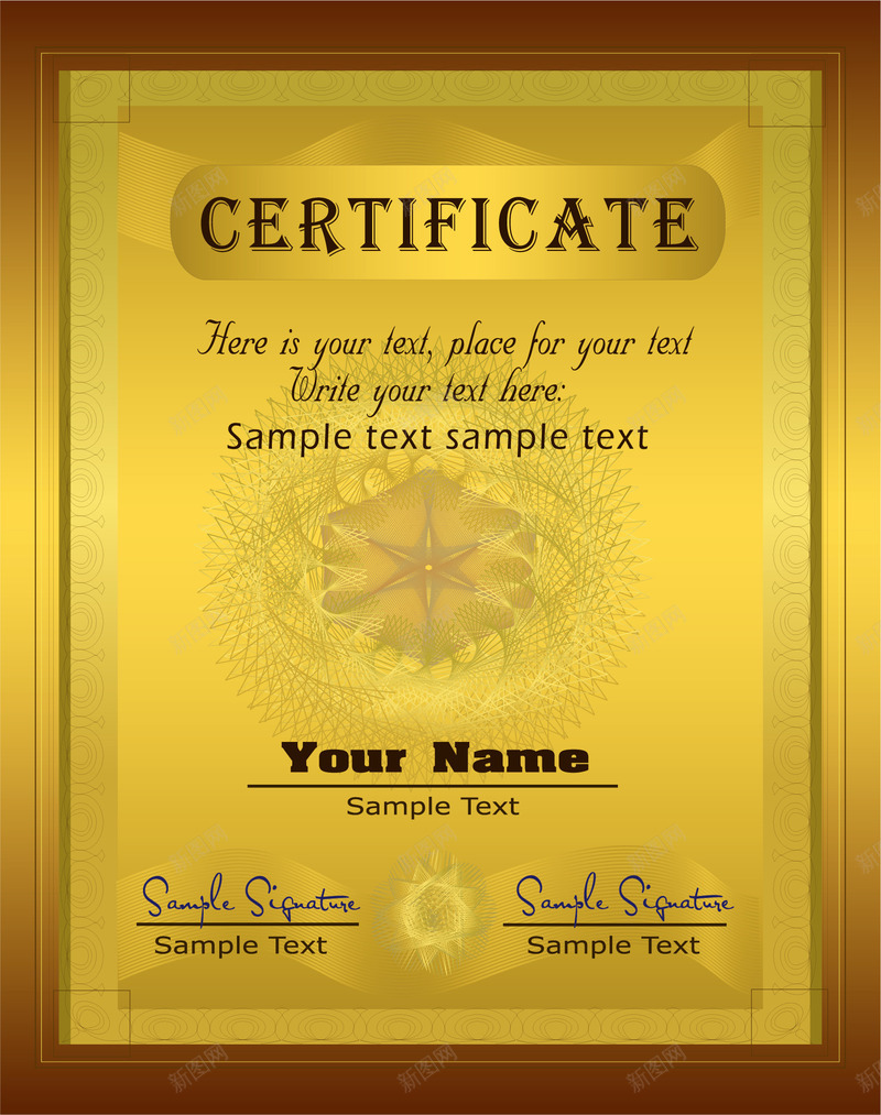 金色证书矢量图ai_88icon https://88icon.com 卡通 手绘技能 技能icon 技能模板 技能证书 技能证件 职业技能 职业技能模板 金属 矢量图