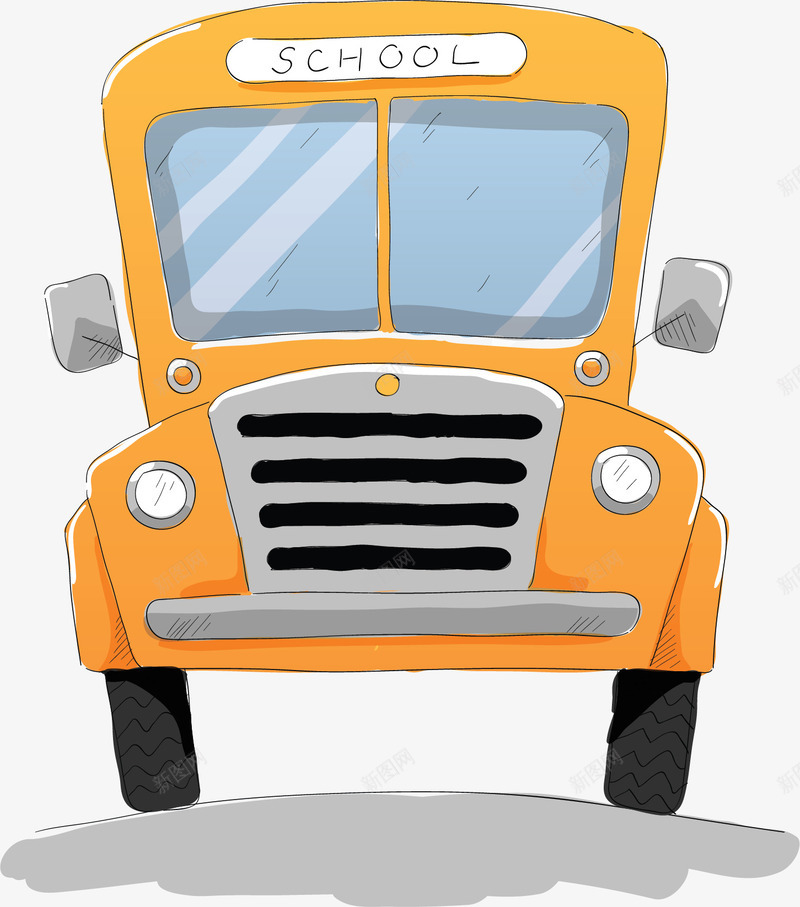 手绘风开学季校车矢量图ai免抠素材_88icon https://88icon.com 安全 安全校车 手绘校车 校车 矢量png 黄色校车 矢量图