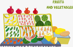 彩色水果蔬菜矢量图素材