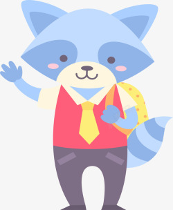 蓝色装饰小狐狸图案素材