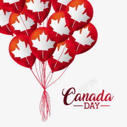 红色加拿大枫叶气球矢量图素材