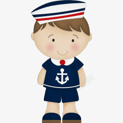 海员卡通戴水手帽穿水手制服的小男孩高清图片