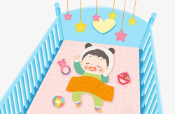 睡在婴儿床上的宝宝素材