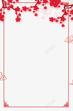 花卉背景素材中国风梅花元旦海报边框高清图片