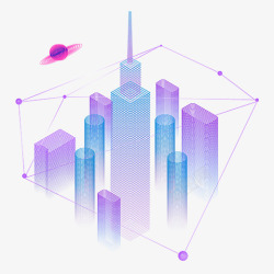 城市线框图紫色科技城市中国国际进口博览会高清图片