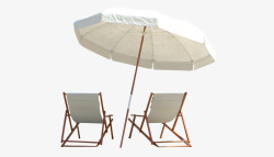 白色遮阳伞沙滩椅夏天素材