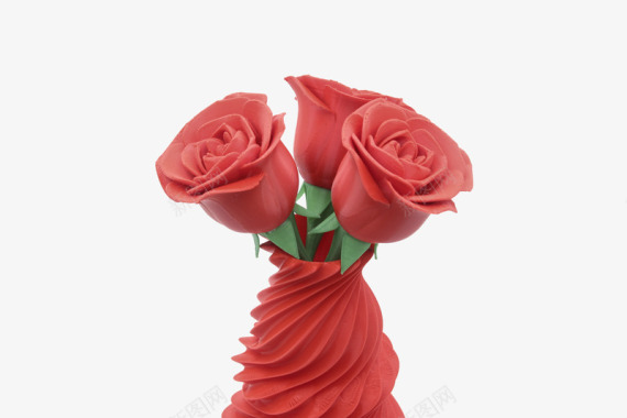 红色玫瑰花台灯3D打印玫瑰花图标图标
