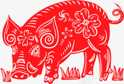 2019猪年中国风红色剪纸素材