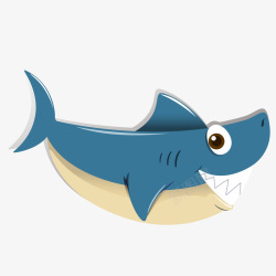 手绘海洋日蓝色鲨鱼矢量图素材