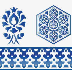 蓝色伊斯兰花纹素材