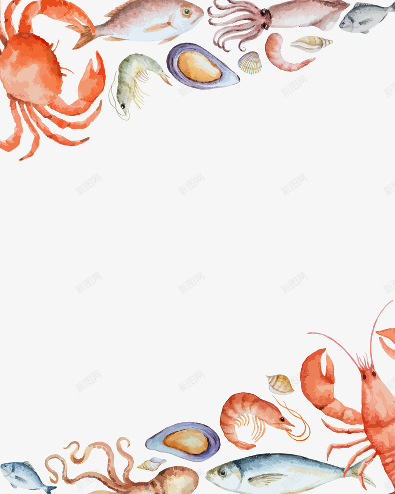 海鲜边框背景png免抠素材_88icon https://88icon.com 乌贼 大餐 大龙虾 庆祝 派对 海星 海鲜盛宴 螃蟹 贝壳 边框 食物