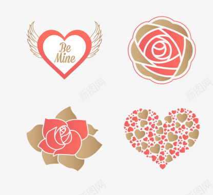 玫瑰4个爱情图标图标