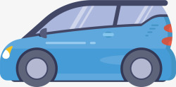 卡通城市蓝色电动汽车插图矢量图素材