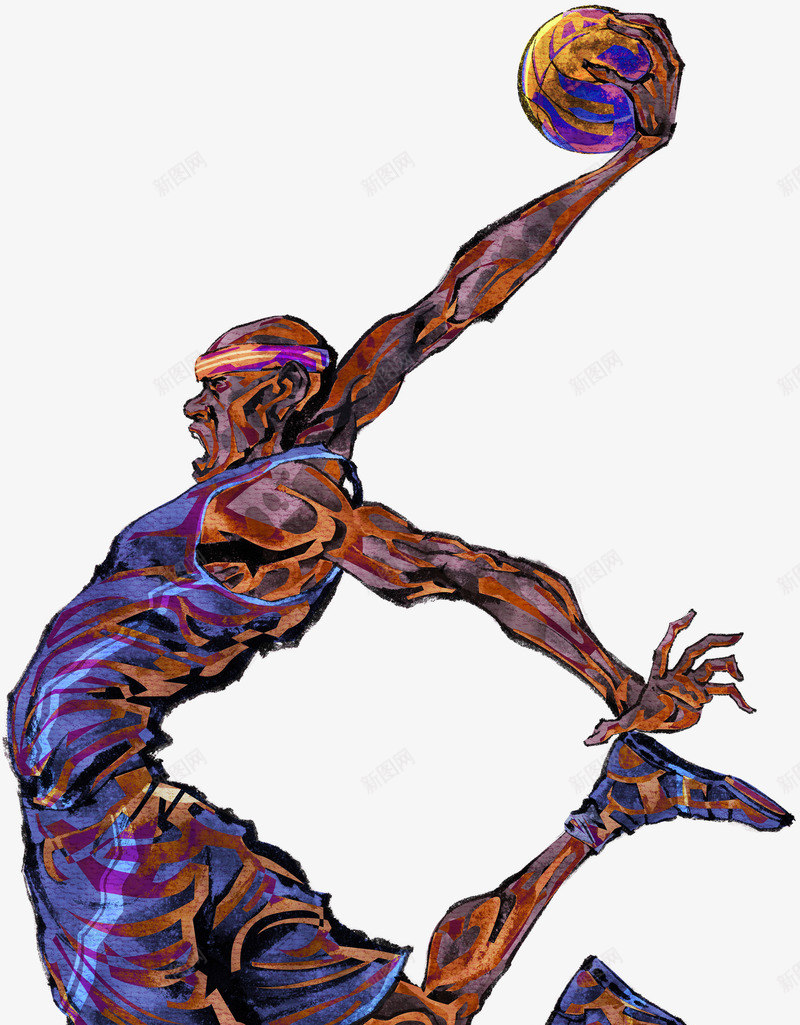 手绘篮球运动员png免抠素材_88icon https://88icon.com 图片 篮球 素材 运动员