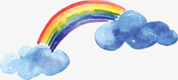 水彩手绘云端彩虹矢量图素材