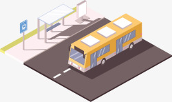 立体效果公交模型矢量图素材