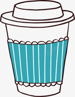 卡通手绘蓝色奶茶杯子图矢量图素材