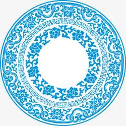 蓝色古典青花瓷背景素材