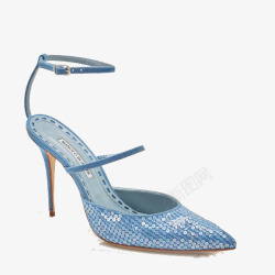 马诺洛高跟鞋闪亮蓝色女鞋素材