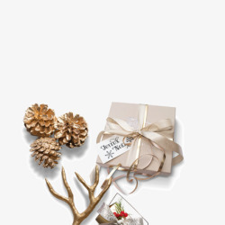 圣诞金色装饰礼盒素材