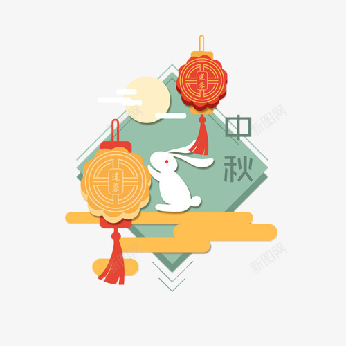 中秋节月饼月兔psd免抠素材_88icon https://88icon.com 中秋 月饼 满月 玉兔