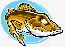 卡通手绘漂亮的金色鱼插画素材