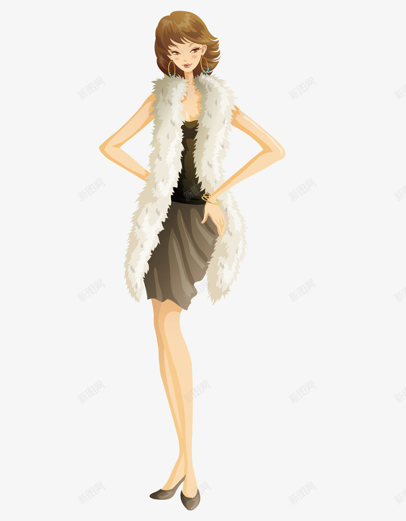都市女性矢量图eps免抠素材_88icon https://88icon.com 时尚女性 服装模特 草皮大衣 购物女性 都市白领 矢量图