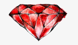 血红色宝石水彩钻石高清图片