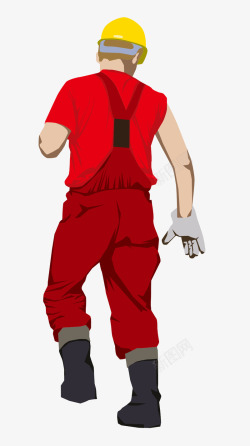 穿红衣服的工人素材