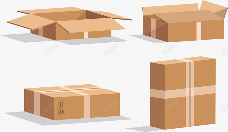 电商货物包装纸箱png免抠素材_88icon https://88icon.com 包装箱 包装纸箱 快递 快递箱 矢量png 纸箱