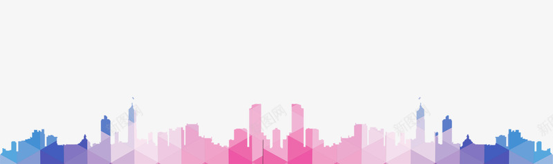 城市剪影png免抠素材_88icon https://88icon.com 地产海报设计 地产装饰元素 彩色城市剪影