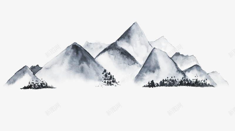 手绘水墨中国风山脉png免抠素材_88icon https://88icon.com 中国风 创意 卡通手绘 大山 山峰 山画 山脉 水墨 水彩 灰色 简笔画山