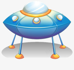 蓝色的停好的UFO飞船飞碟素材