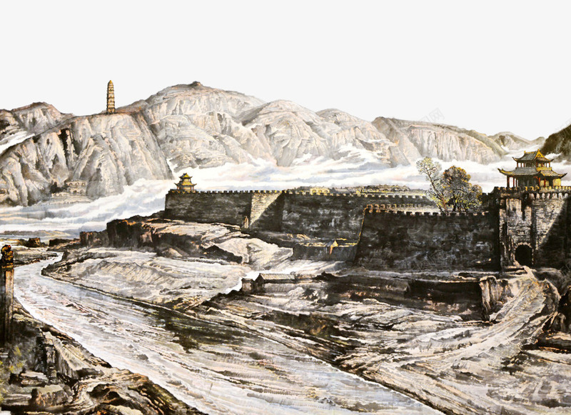 中国风宝塔山png免抠素材_88icon https://88icon.com 宝塔山 延安 窑洞 西北风情 革命圣地 黄土地 黄土高原 黄河